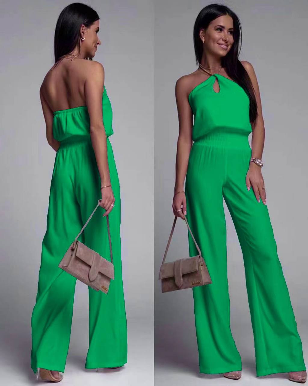 Γυναικεία λινή ολόσωμη φόρμα 4693 πράσινο