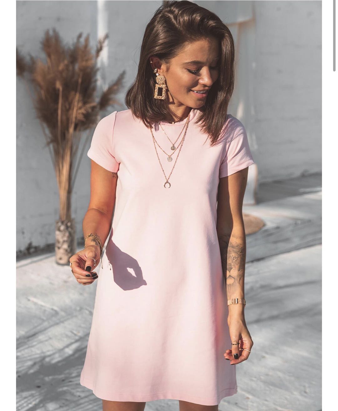 Γυναικείο μπλουζοφόρεμα 5166 ροζ