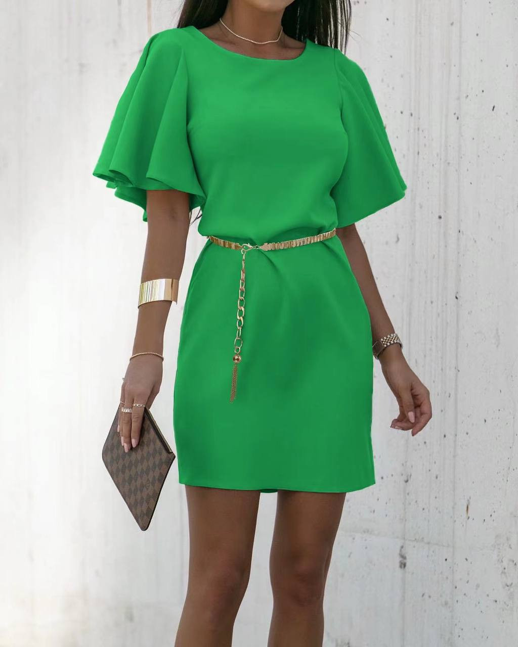 Γυναικείο φόρεμα με ζώνη 22795 πράσινο