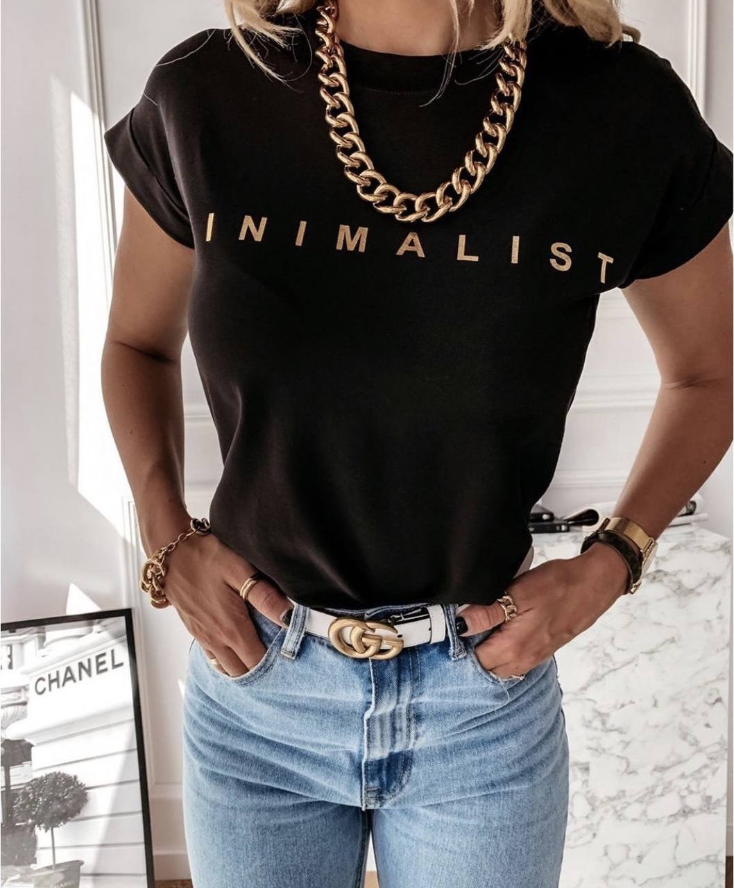 Γυναικεία μινιμαλ μπλούζα 4077 μαύρο