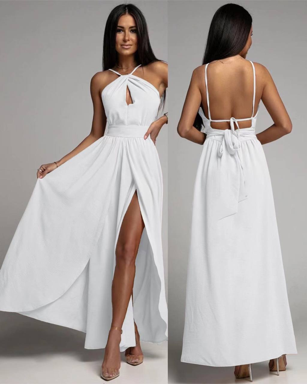 Γυναικείο μακρύ φόρεμα 4714 άσπρο