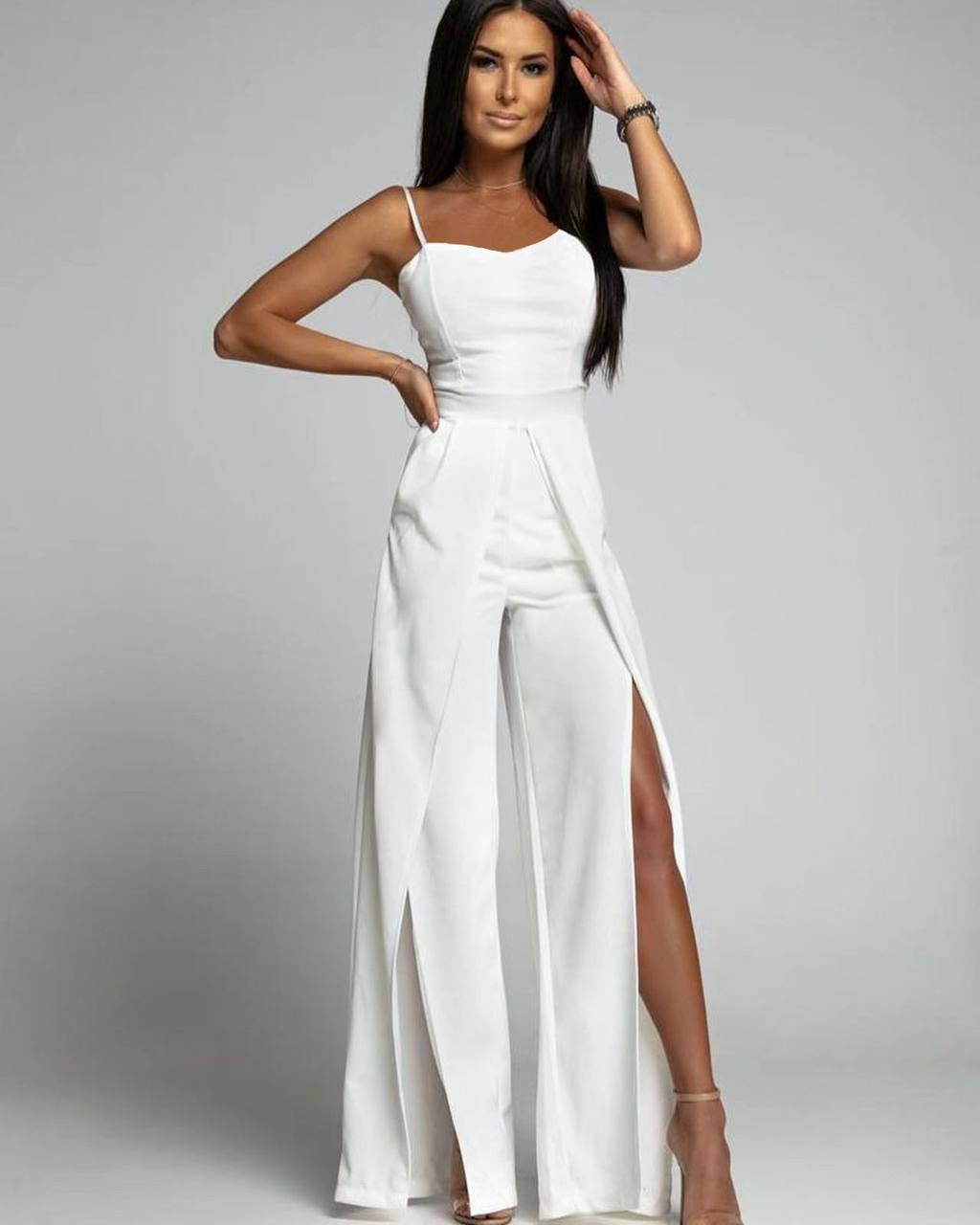 Γυναικείο φόρεμα με σκίσιμο 4845 άσπρο