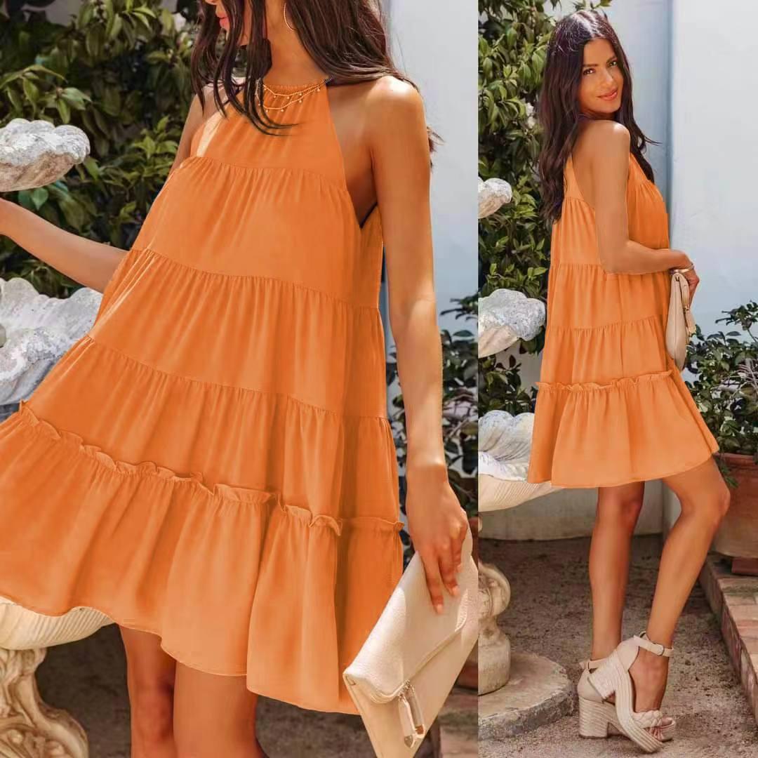Γυναικείο εντυπωσιακό φόρεμα 22123 πορτοκαλί