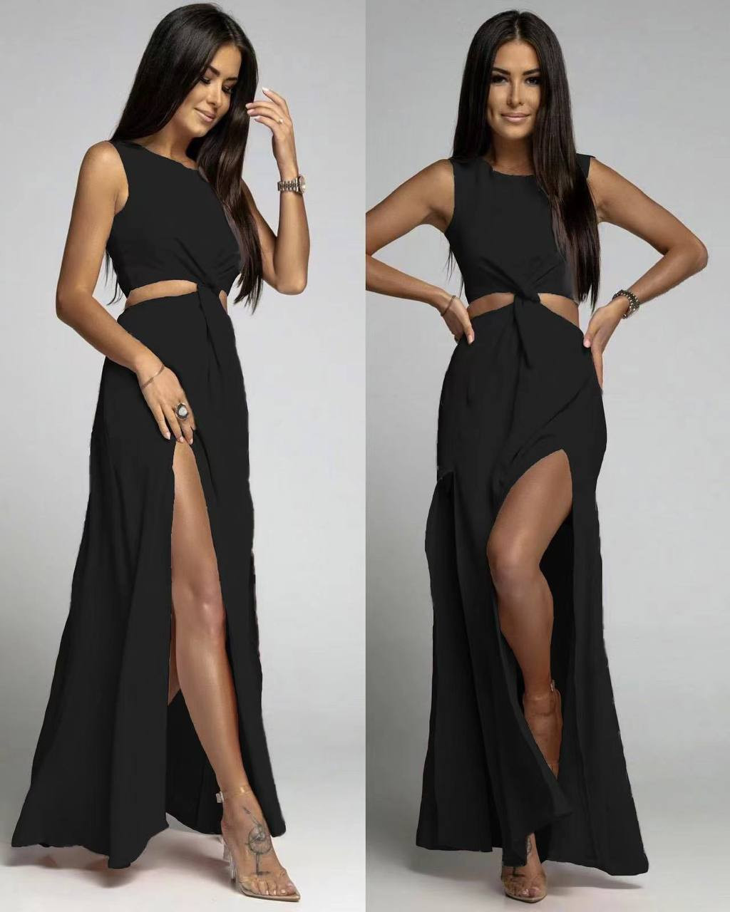 Γυναικείο μακρύ φόρεμα 8518 μαύρο