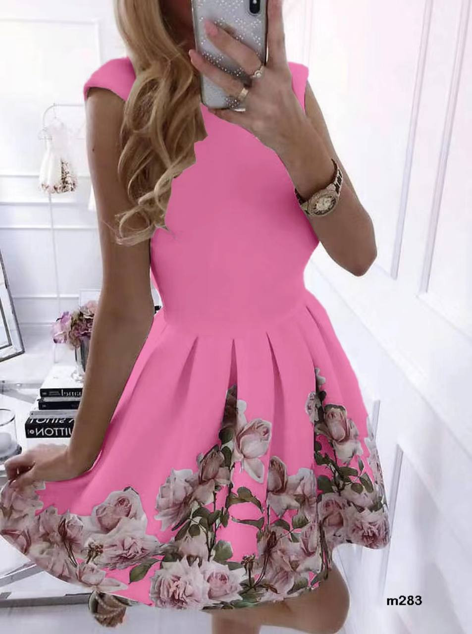 Γυναικείο φόρεμα με φλοράλ print 2699 ροζ