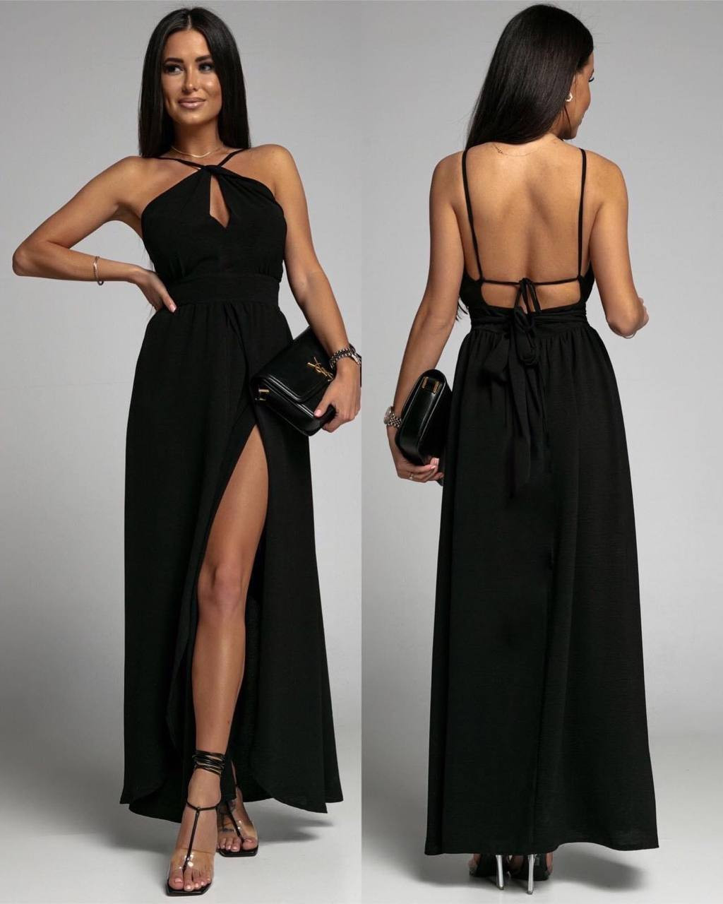 Γυναικείο μακρύ φόρεμα 4714 μαύρο