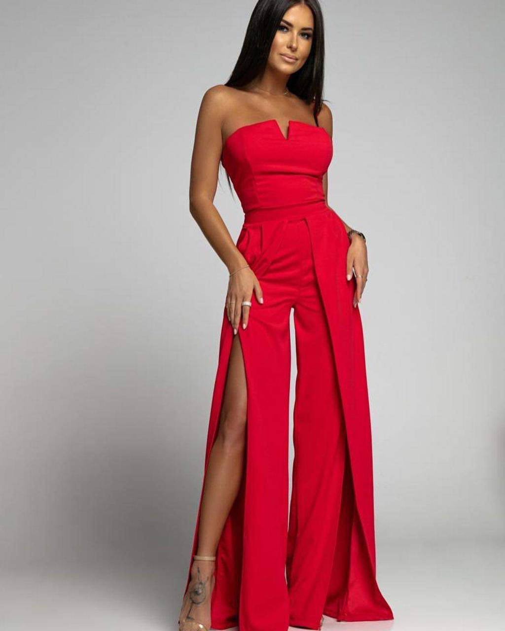 Γυναικεία κομψή ολόσωμη φόρμα 9469 κόκκινο