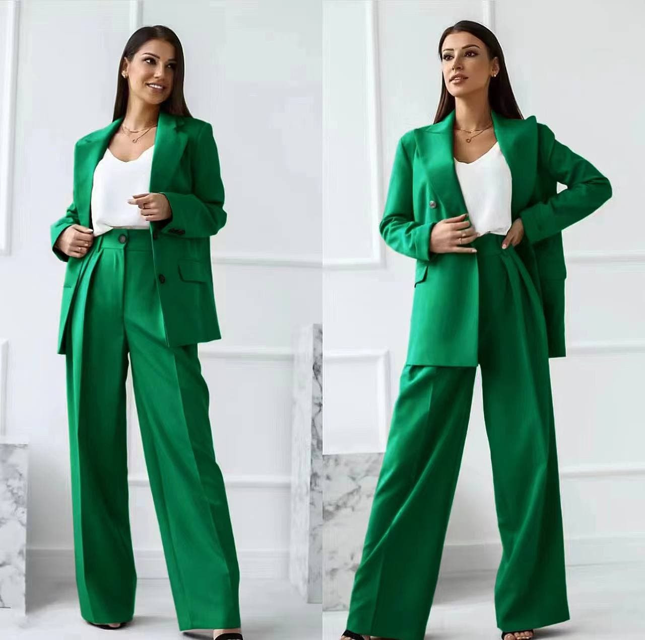 Γυναικείο σετ σακάκι-παντελόνι 6356 πράσινο