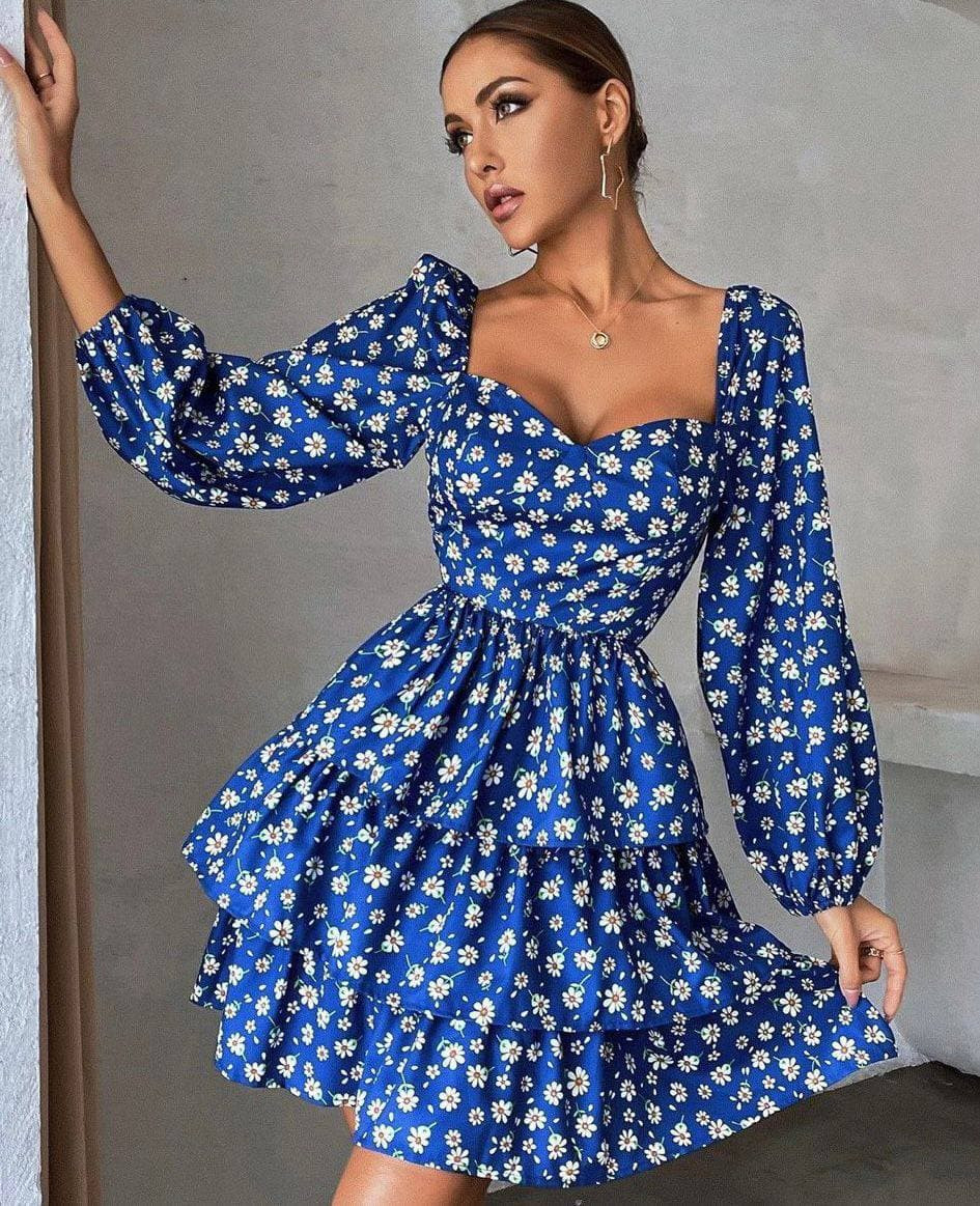 Γυναικείο φλοράλ φόρεμα 1263 μπλε
