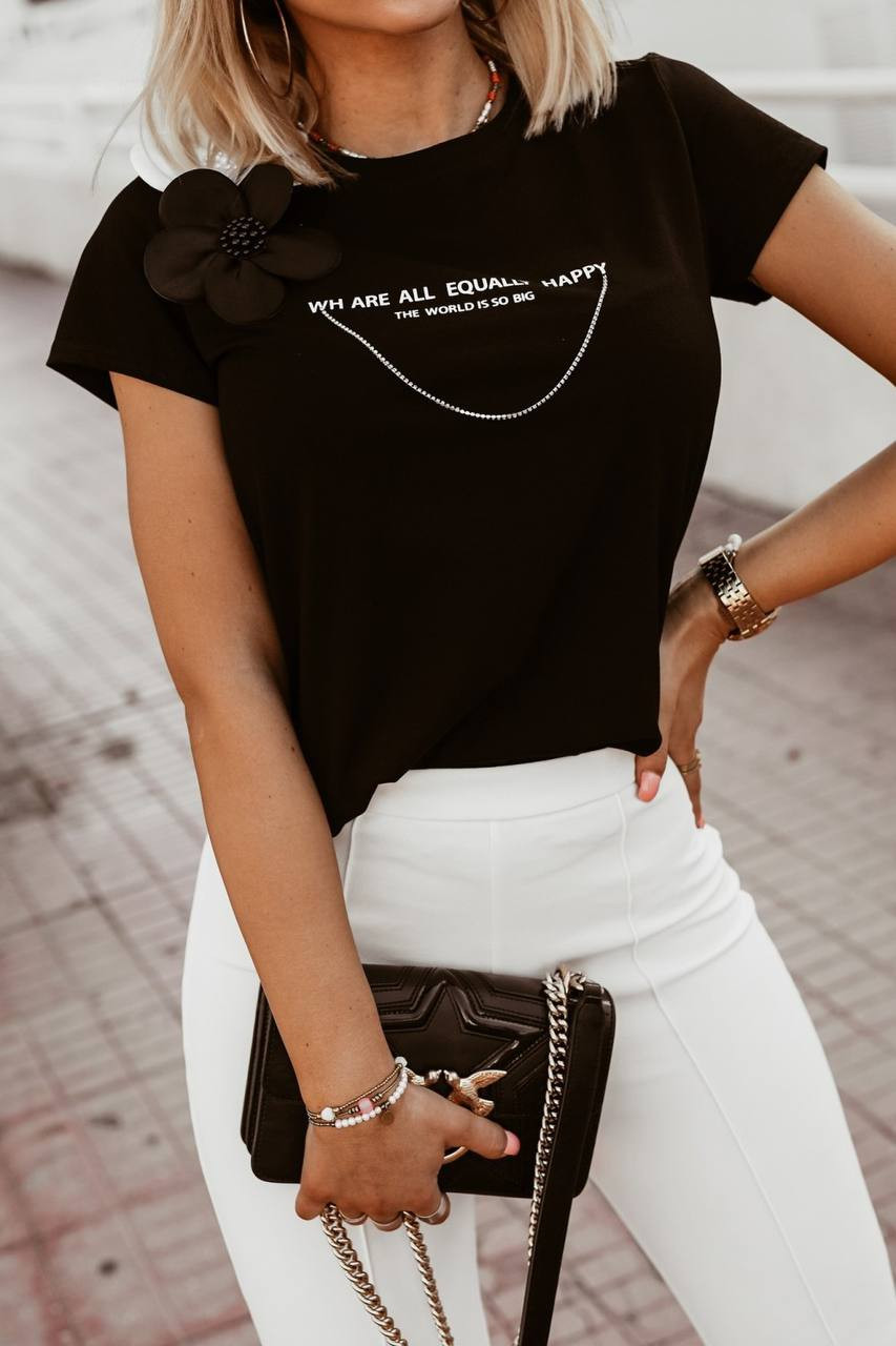 Γυναικείο κοντομάνικο μπλουζάκι 5119 μαύρο