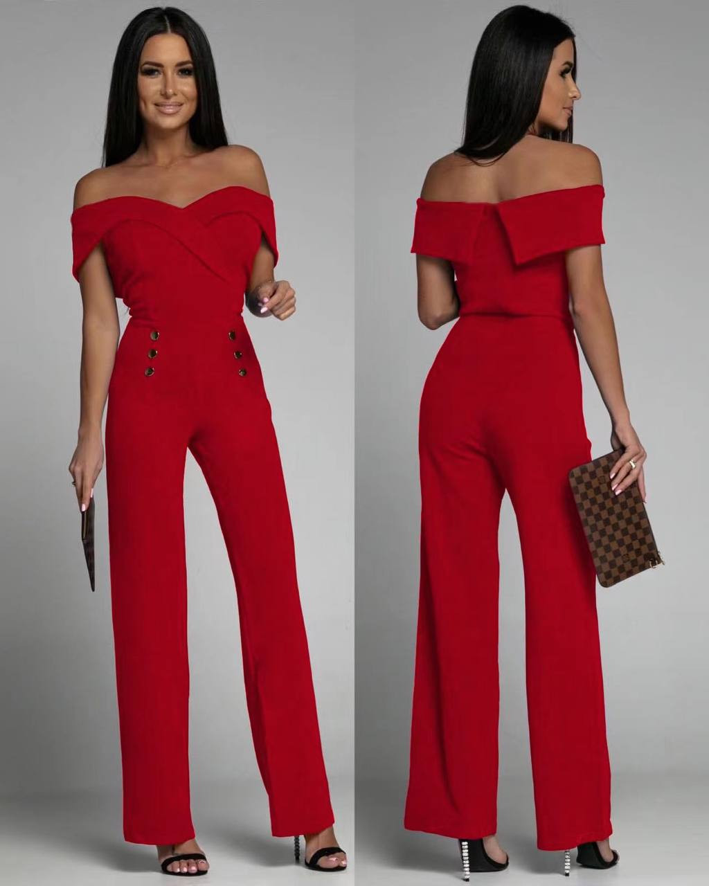 Γυναικεία μοντέρνα ολόσωμη φόρμα 45321 κόκκινο