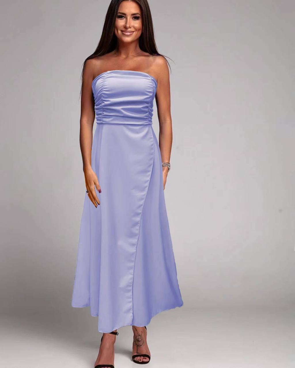 Γυναικείο στράπλες φόρεμα 84271 γαλάζιο