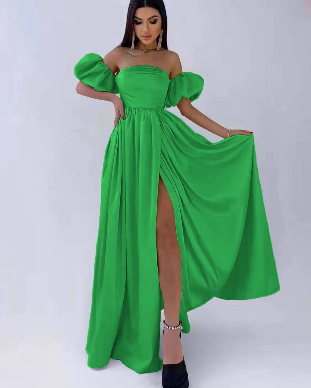 Γυναικείο μακρύ φόρεμα 4534 πράσινο