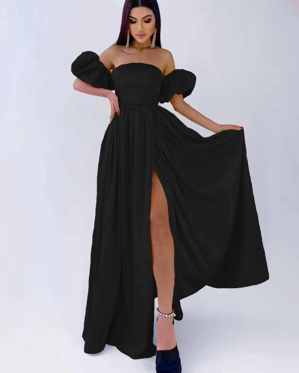 Γυναικείο μακρύ φόρεμα 4534 μαύρο