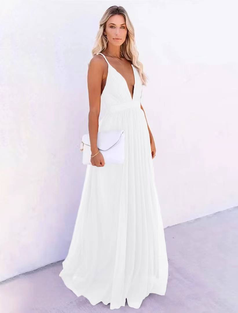 Γυναικείο μακρύ μοντέρνο φόρεμα 3670 άσπρο
