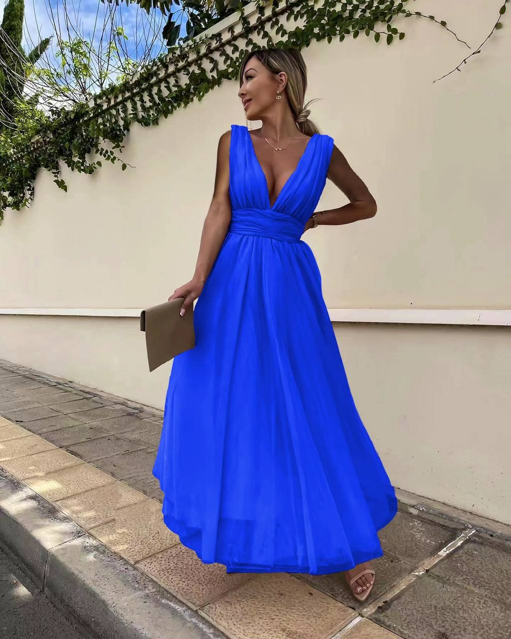 Γυναικείο φόρεμα με τούλι 22164 μπλε