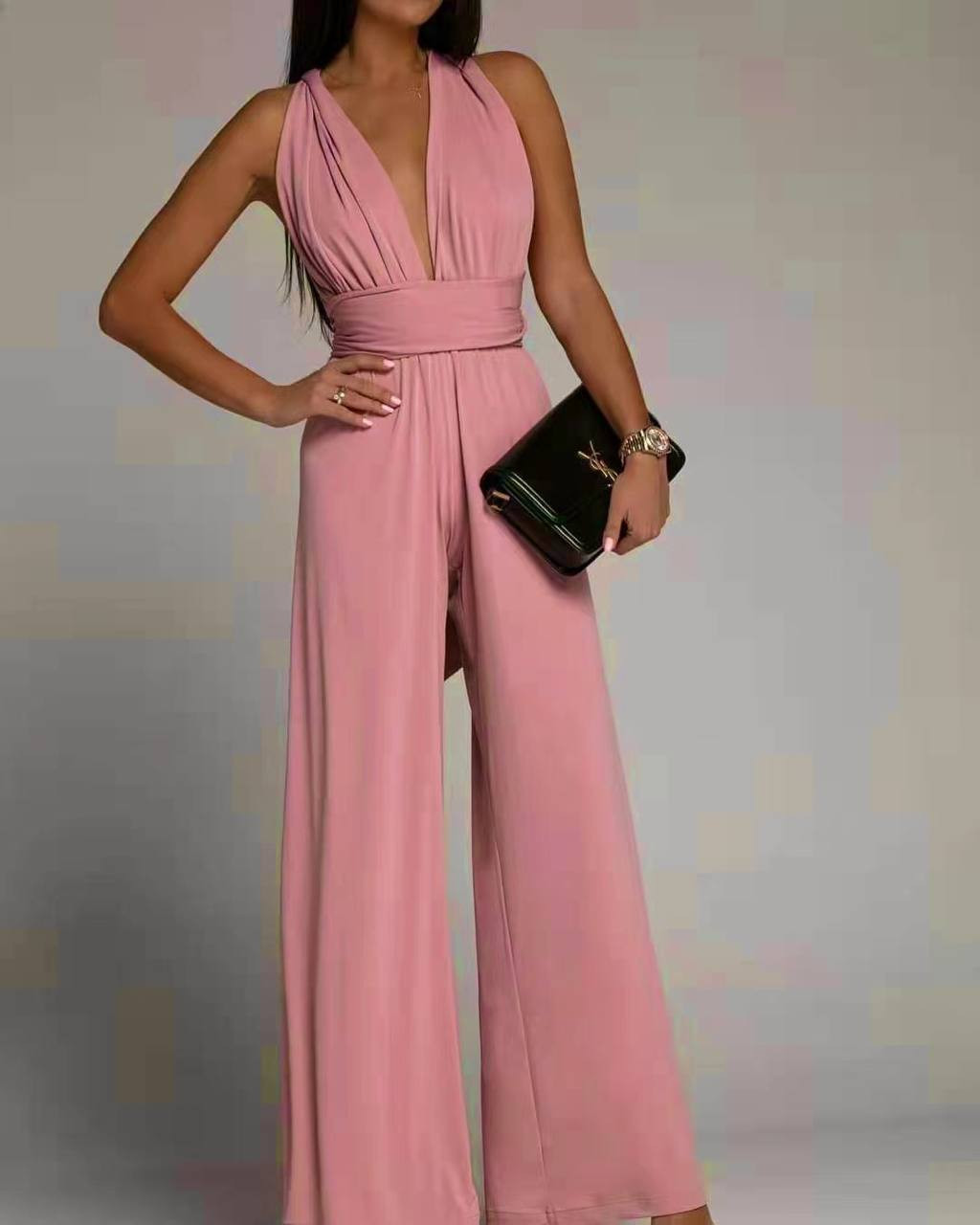 Γυναικεία εντυπωσιακή ολόσωμη φόρμα 4538 ροζ