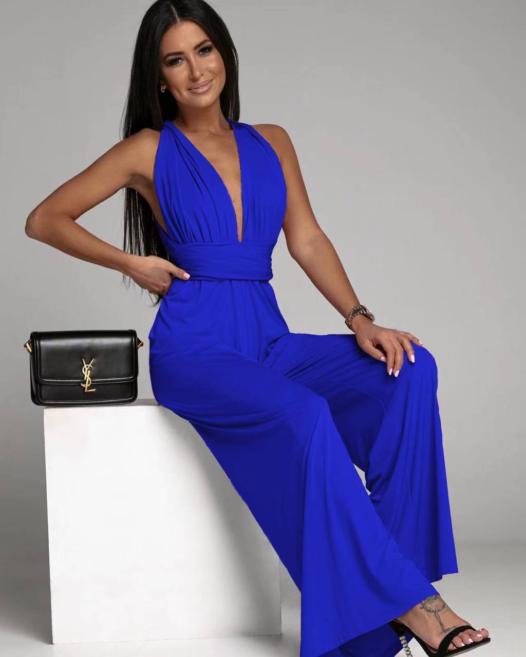 Γυναικεία εντυπωσιακή ολόσωμη φόρμα 4538 μπλε