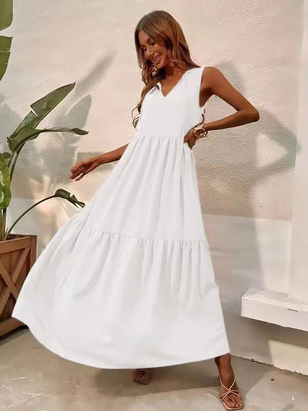 Γυναικείο μακρύ ριχτό φόρεμα 6508 άσπρο