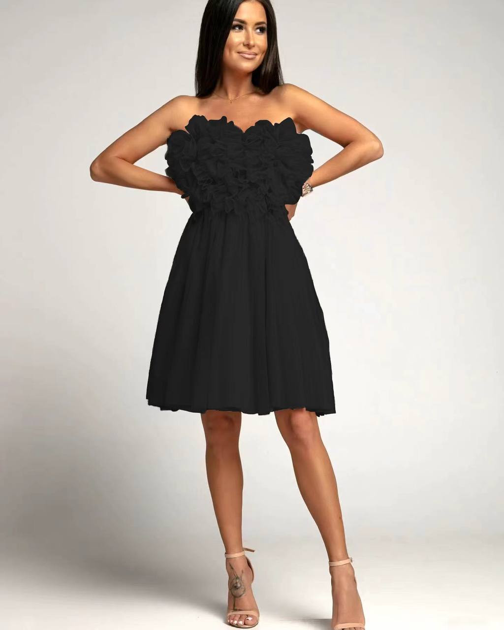 Γυναικείο στραπλες φόρεμα 5126 μαύρο