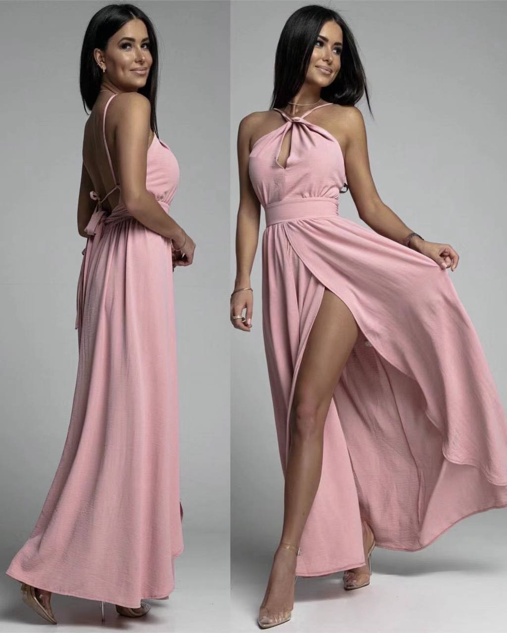 Γυναικείο μακρύ φόρεμα 4714 φούξια