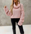 Γυναικείο πουλόβερ με ζιβάγκο 83106 ροζ