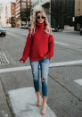 Γυναικείο πουλόβερ με γιακά 00499 κόκκινο