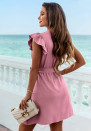 Γυναικείο φόρεμα κρουαζέ LE8791 ροζ