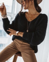 Γυναικείο απλό πουλόβερ 00777 μαύρο