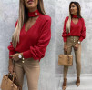 Γυναικεία μπλούζα με ανοιχτό ντεκολτέ 5459 κόκκινο
