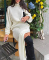 Γυναικείο πλεκτό σετ φούστα-μπλούζα 001068 άσπρο