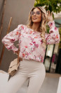 Γυναικεία μπλούζα εμπριμέ με λάστιχο στα μανίκια K62041
