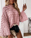 Γυναικείο πουλόβερ με φουσκωτά μανίκια 00695 πούδρα