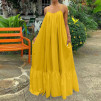 Γυναικείο μακρύ φόρεμα plus size 21481 κίτρινο