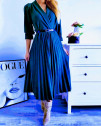 Γυναικείο φόρεμα σολέιγ με ζώνη 3257 μπλε