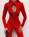 Γυναικεία μονόχρωμη ολόσωμη φόρμα AR912 κόκκινο