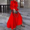 Γυναικείο φόρεμα σατέν με φιόγκο στο λαιμό 2525 κόκκινο