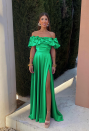 Γυναικείο φόρεμα σατέν K8755 πράσινο