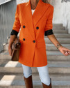 Γυναικείο μακρύ σακάκι με μαύρη φόδρα 6752 πορτοκαλί