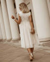 Γυναικείο φόρεμα με δαντέλα και τούλι 5227 άσπρο