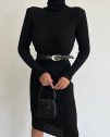 Γυναικείο εφαρμοστό φόρεμα ζιβάγκο 92036 μαύρο