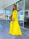 Γυναικείο μακρύ σολέιγ φόρεμα A1009 κίτρινο