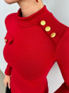 Γυναικείο κοντό ριμπ  φόρεμα EM1637 κόκκινο