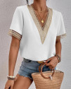Γυναικεία μπλούζα με δαντέλα A1739 άσπρη