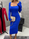 Γυναικείο εφαρμοστό ριμπ φόρεμα SL4007 μπλε