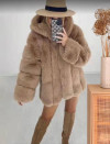 Γυναικείο γούνινο παλτό K2235 καμηλό 
