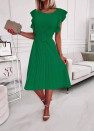 Γυναικείο σολέιγ φόρεμα με ζώνη X6381 πράσινο