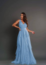 Γυναικείο κομψό μακρύ φόρεμα K200231 γαλάζιο