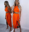 Γυναικεία σετ φούστα και τοπ  M90540 πορτοκαλί