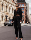 Γυναιεκίο κομψό σετ σακάκι και παντελόνι DS0078 μαύρο